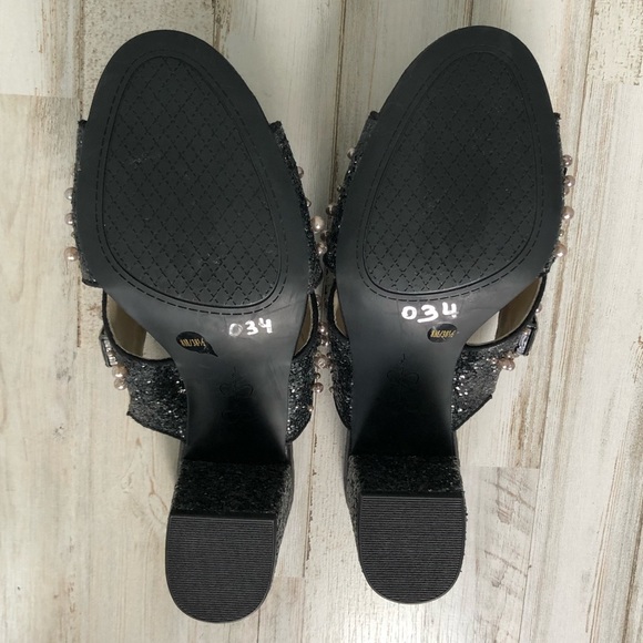 Jessica Simpson Rizell Black Chunky Glitter/Shimmer Slides Block Heel Size 8 - Picture 9 of 9